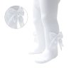 T122-W: White Heart Tights w/Large Bow (NB-24 Months)